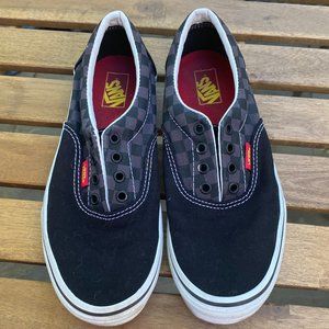 Vans Black/Grey Checkerboard Orange logo Women's 6.5-7, juniors 5